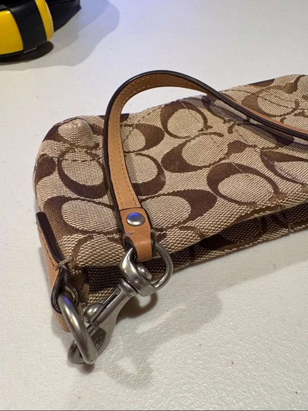Coach - Vintage Signature Demi Pouch, Wristlet, purse. Brown.  Monogram Canvas